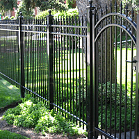 Decorative Metal Fence with Gate in Front of a Home
