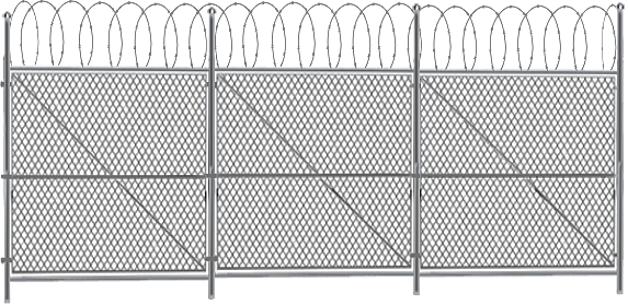 Chain Link Fence with Barbed Wire on Top