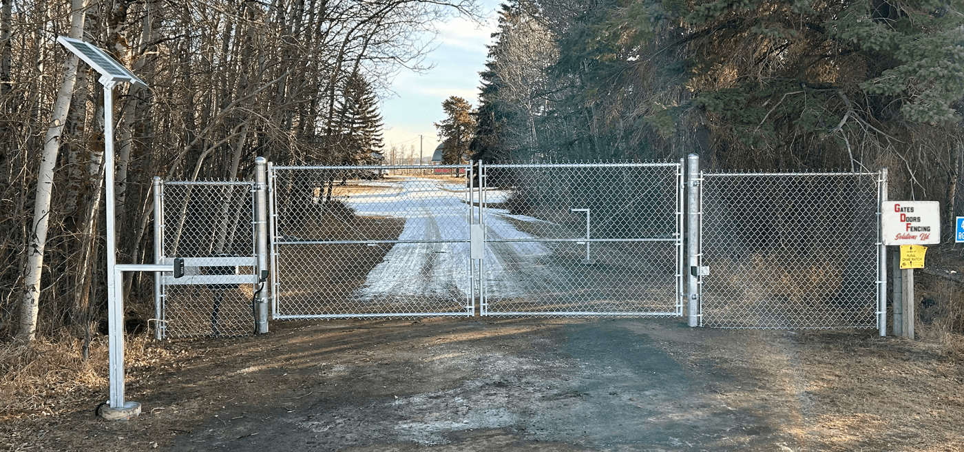 Chain Link Fence with Solar Powered Gate
