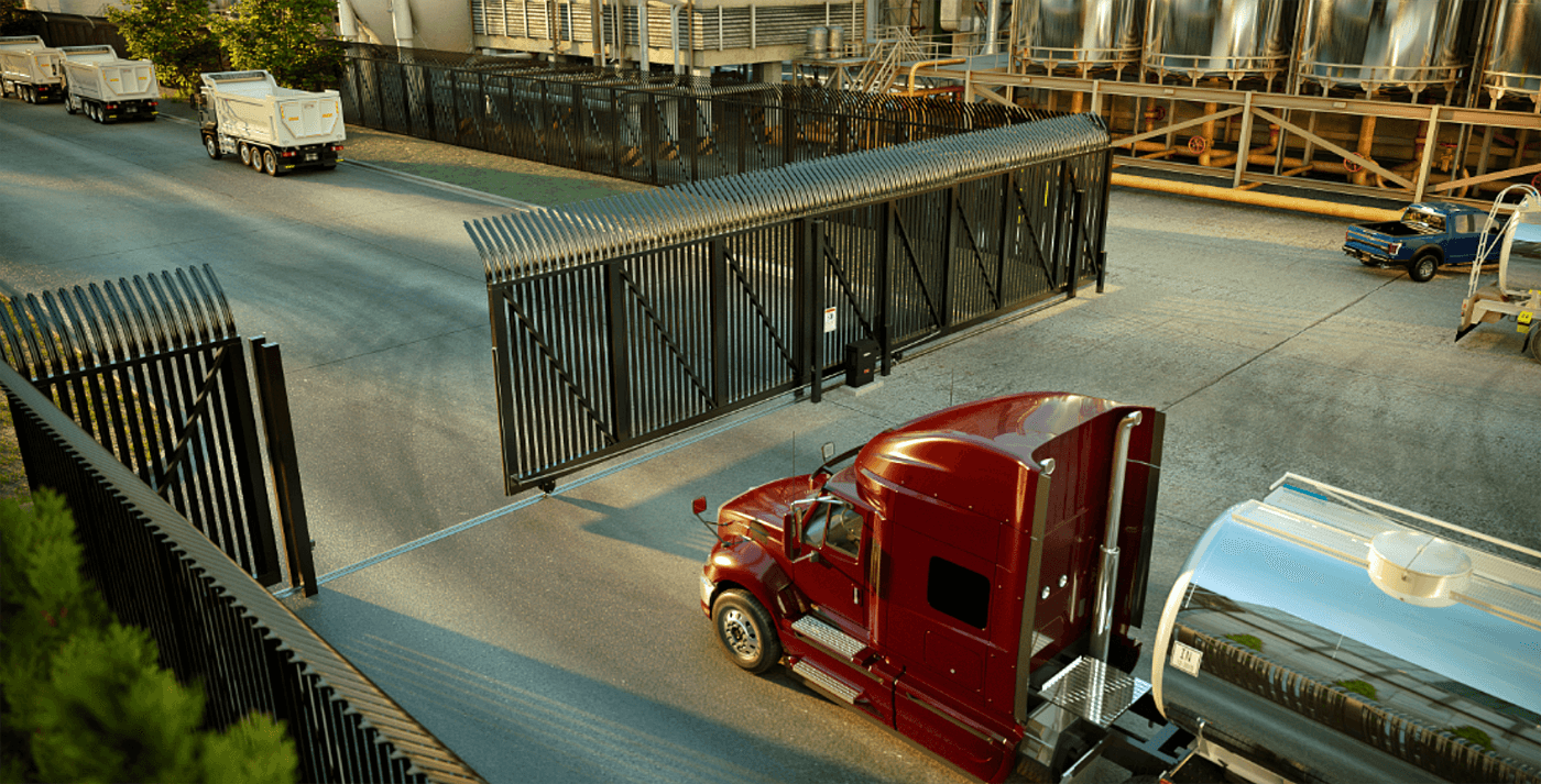 Industrial Gate Opening to Large Truck