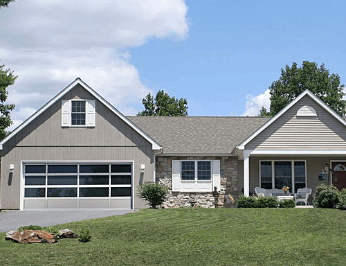 A Home with Full-View Aluminum Garage Doors