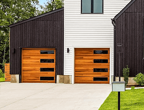 A Home with Planks Garage Doors