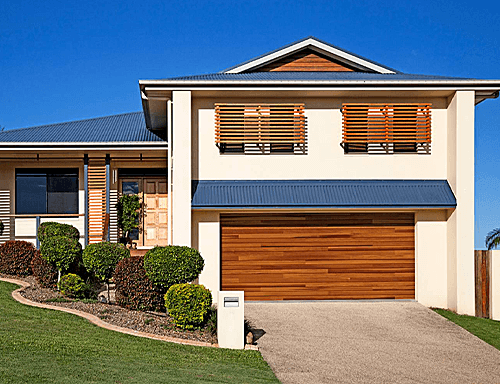 A Home with Planks Garage Doors