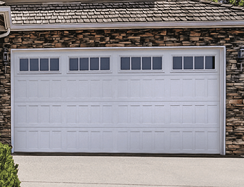 A Home with Stamped Shaker Garage Doors